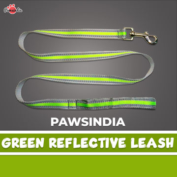 Pawsindia Reflective Nylon Leash for Dogs with a Padded Handle - Green